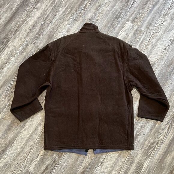 Vintage French Wool Cotton Reversible Work Chore Jacket Brown Blue - Picture 2 of 9